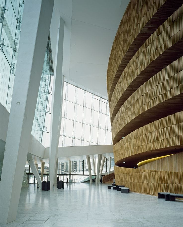 Modern House of Oslo convention center: glass architecture for corporate events and conferences.