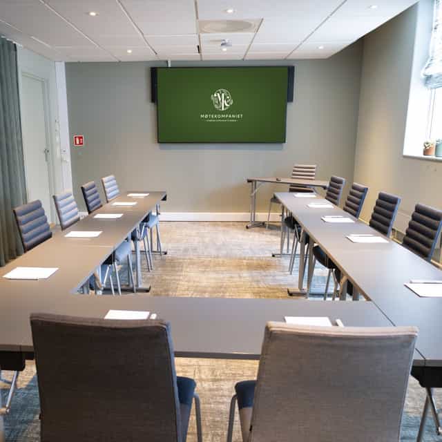U-shape conference room at Christiania Qvartalet Møtesenter for workshops and board meetings.