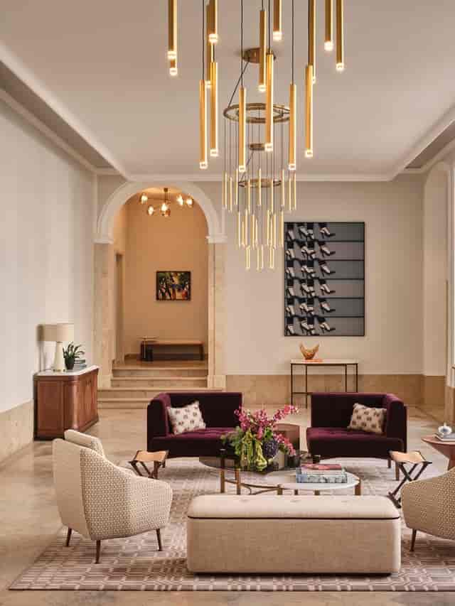 Grand ballroom at Rosewood Munich, elegant design for events and networking.