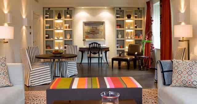 Hotel Amigo breakout room with dining setup for executive meetings and corporate events.