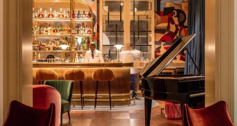 Upscale Bar Magritte lounge with plush seating for VIP receptions and networking events.