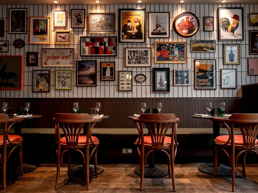 Intimate Iris restaurant breakout space with feature wall for private dining and boutique events.