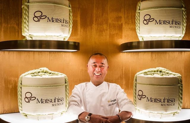 Matsuhisa Munich live cooking counter for premium corporate hospitality and keynote events.