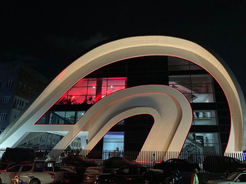 NW Lounge at The Jewel Aeida, modern architectural gala and product launch venue exterior.