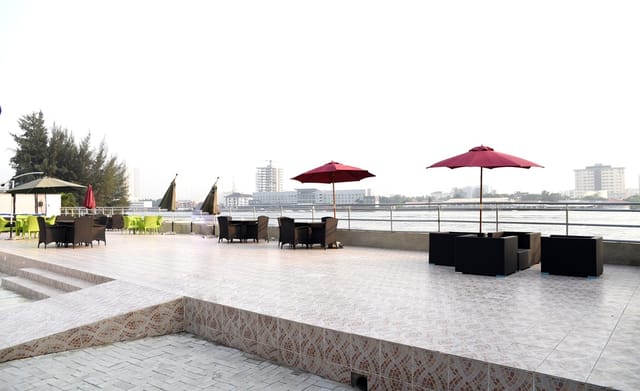Olokun Hall Lagos Airport Hotel: waterfront terrace for networking events and cocktail receptions.