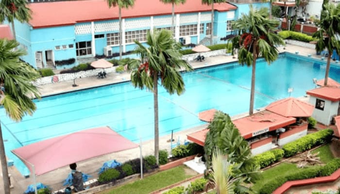 Oranmiyan Hall poolside venue: perfect for tropical-themed receptions and networking mixers.