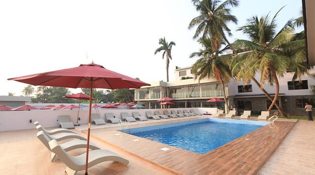 Poolside deck at Tivoli Garden Ikoyi for social receptions and corporate events.