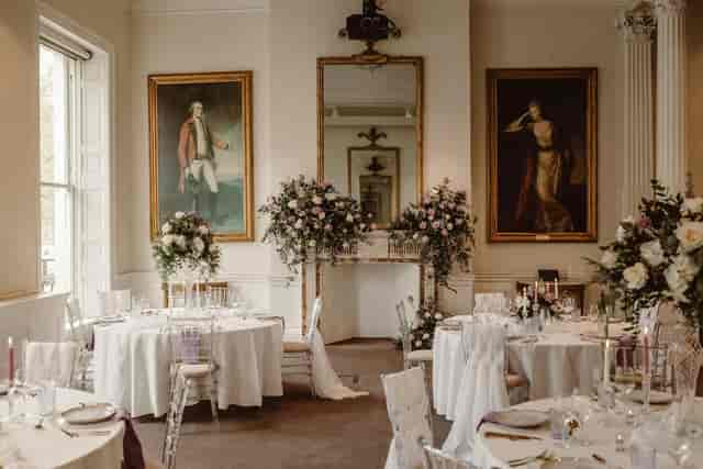 Elegant wedding venue with floral centerpieces and sophisticated decor at 41 Portland Place.