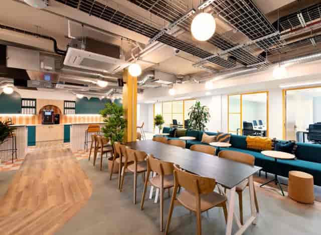Modern coworking breakout space for networking and team huddles at Circus in Bath.