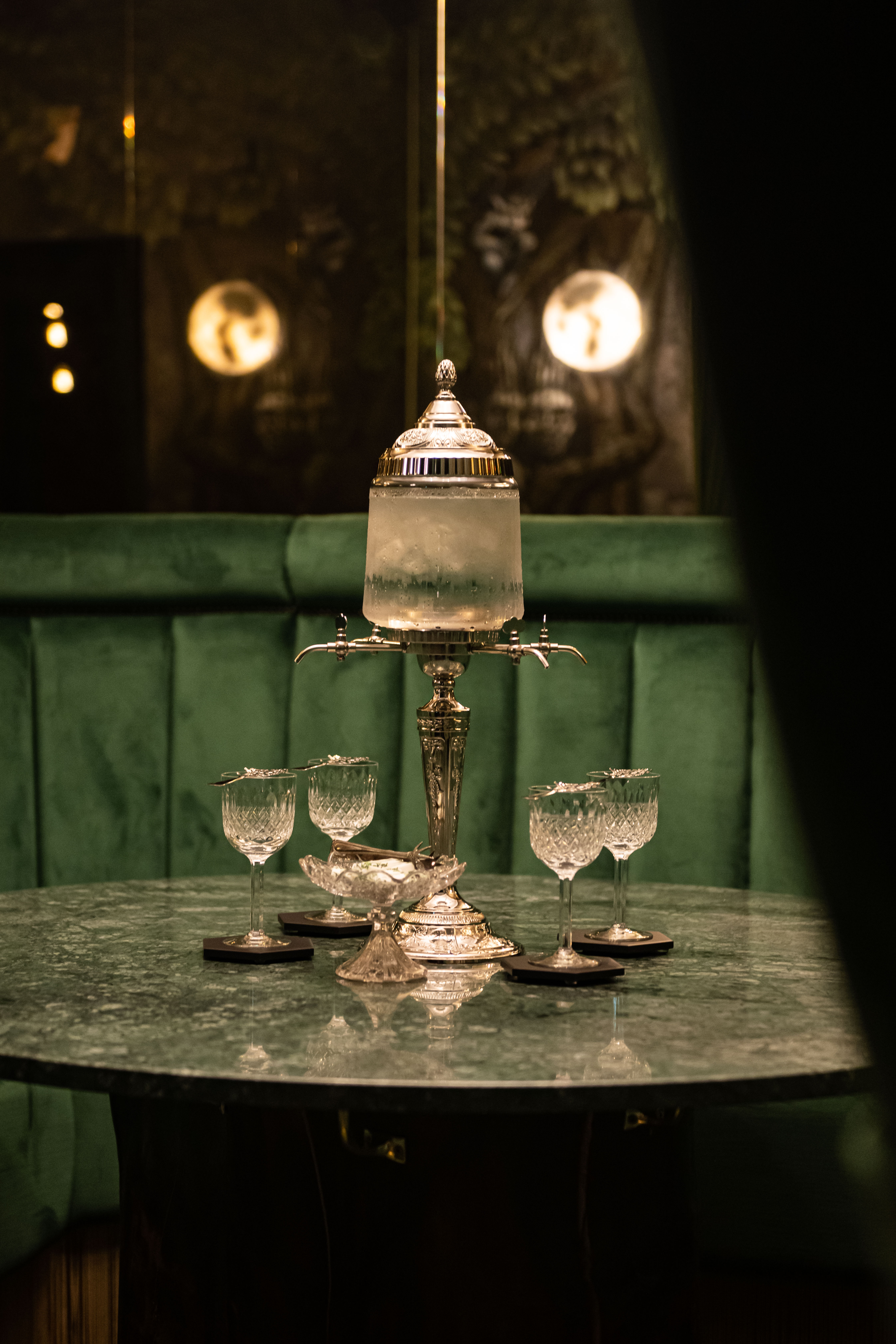 VIP reception at Salon Verte: plush green velvet lounge for exclusive networking and corporate events. - Banner