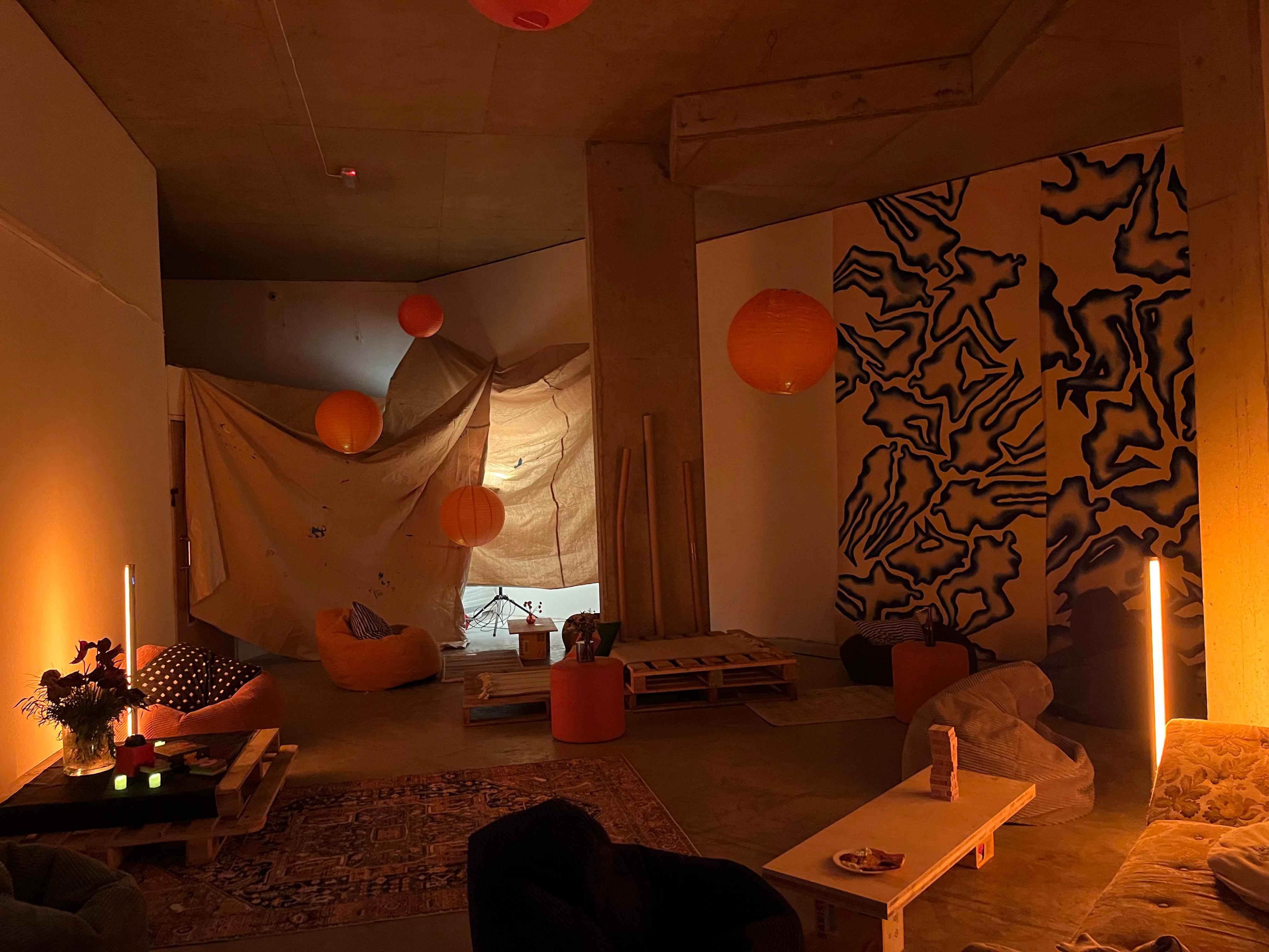 Cozy lounge area with warm lighting for networking events at 411 Bars venue.