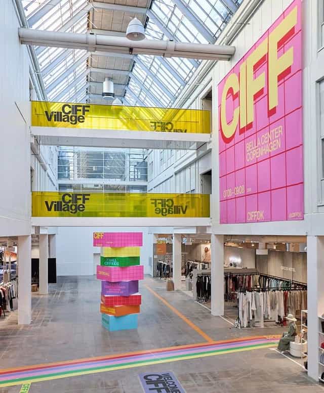 CIFF Copenhagen showroom: open-concept trade show booth for fashion industry event branding.