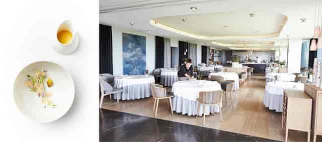 Inspirationskøkkenet at Geranium: elegant table setting for an intimate corporate banquet.