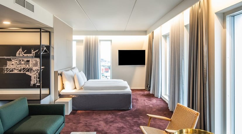 Modern hotel suite at Comwell Copenhagen Portside for executive VIP travel and corporate events.