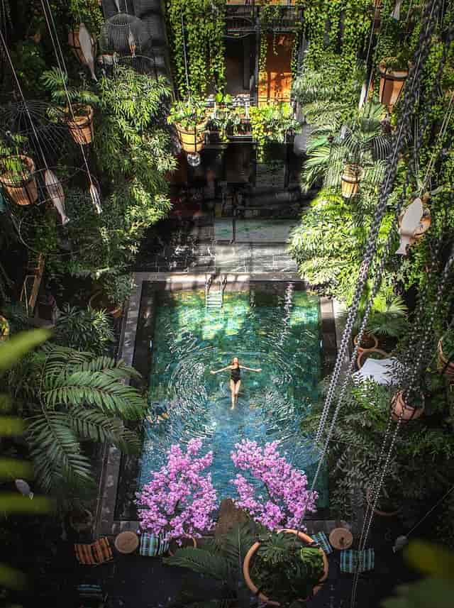 Biophilic rooftop terrace at Babette Guldsmeden for luxury VIP receptions and wellness retreats.
