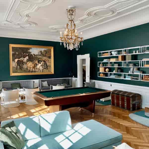 Rungstedgaard executive lounge featuring a pool table for corporate breakout and networking events.