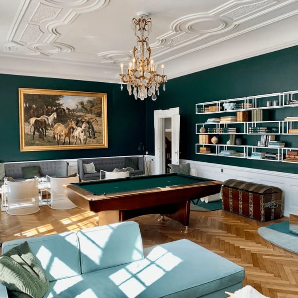 Rungstedgaard executive lounge featuring a pool table for corporate breakout and networking events.