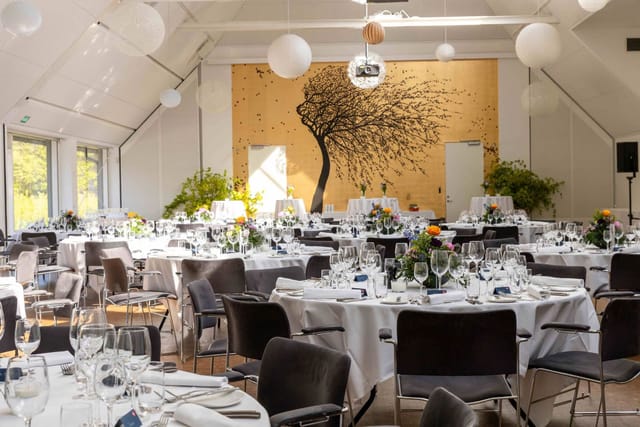 Hven meeting room at Rungstedgaard with feature wall for corporate conferences and banquets.