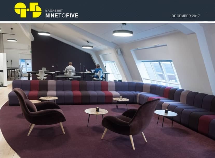Modern business lounge in Østerbro, Copenhagen for networking and corporate events.