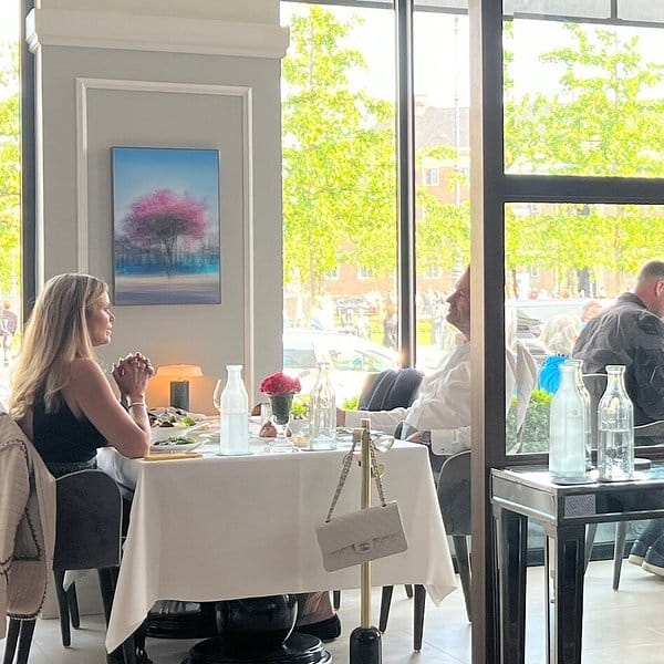 Elegant Terrace at Marchal dining table for intimate business lunch and client meeting.