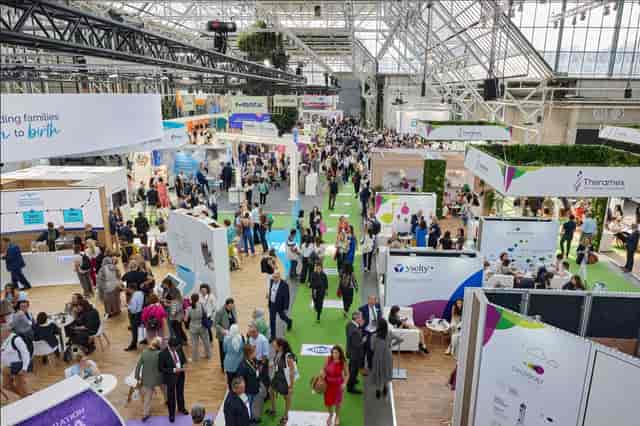 Exhibitor booths at Bella Center Copenhagen trade show and corporate event.