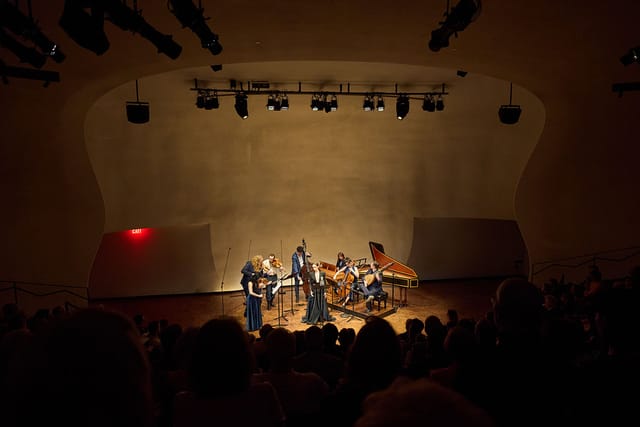 Schwarzman Auditorium stage with warm lighting for intimate corporate event or luxury presentation.