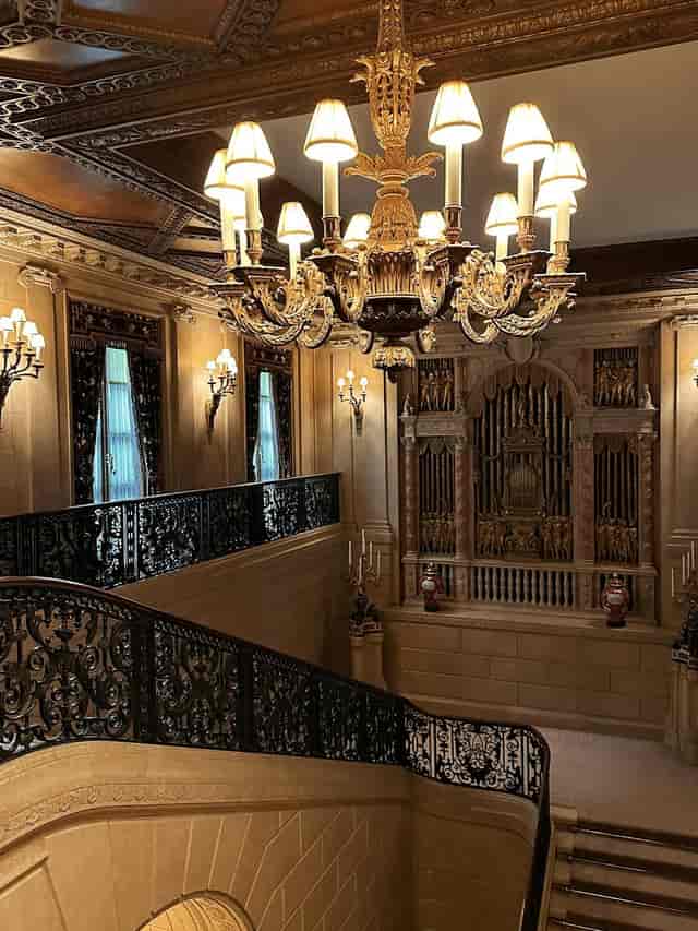Opulent Frick Collection reception hall with historic pipe organ for VIP galas and events.