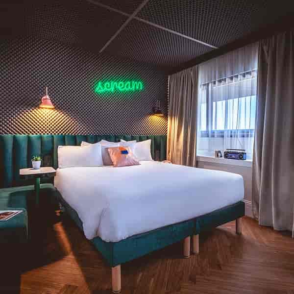 ReMIX Hotel bar with neon lighting, perfect for experiential offsites and creative group events.