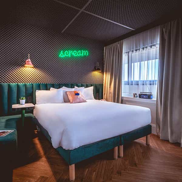 ReMIX Hotel bar with neon lighting, perfect for experiential offsites and creative group events.