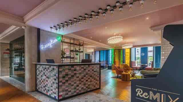 Vibrant coworking space at ReMIX Hotel, perfect for modern event registration and networking.