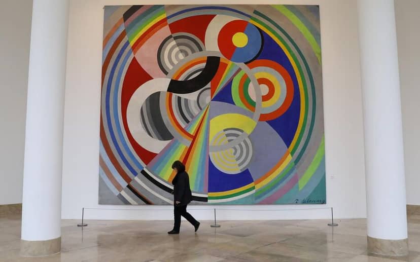 Robert Delaunay room with bold art: upscale event venue for corporate registration and receptions.