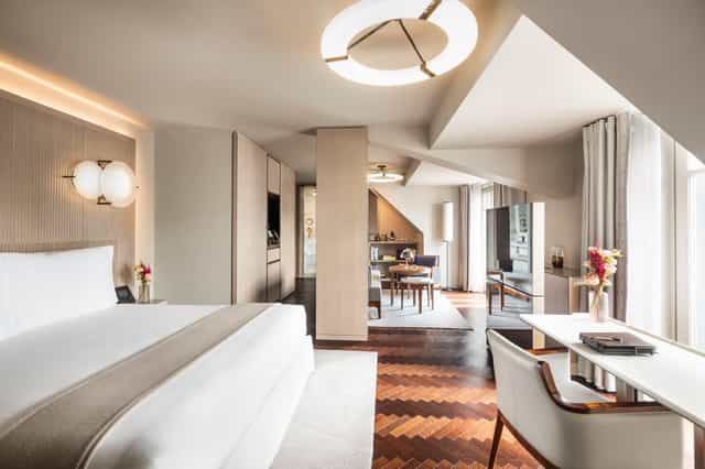 Luxe hotel lounge for VIP meetings and corporate breakout sessions.