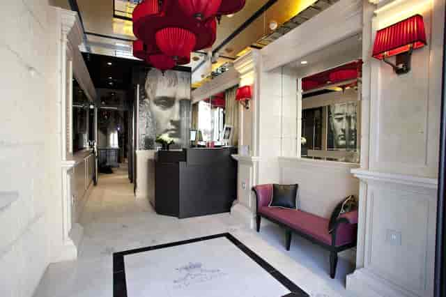 Maison Albar Champs-Elysées boutique hotel entrance for executive events and luxury check-ins.