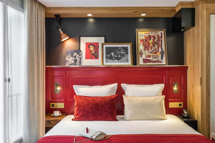 Boutique hotel bar, sleek modern design. Perfect for business travel and corporate event bookings.