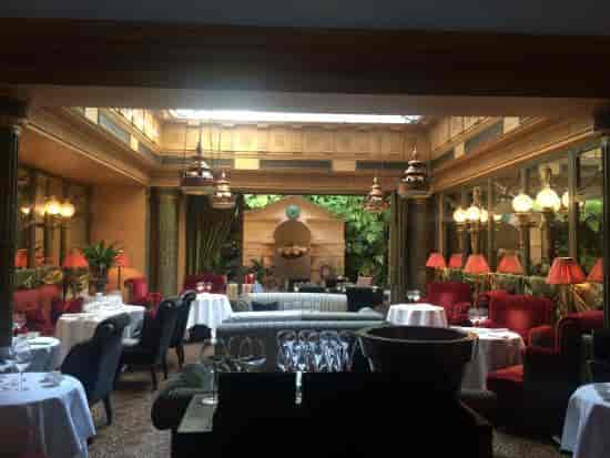 Wilde's Lounge at L'Hotel with skylight for high-end networking and private dining events.