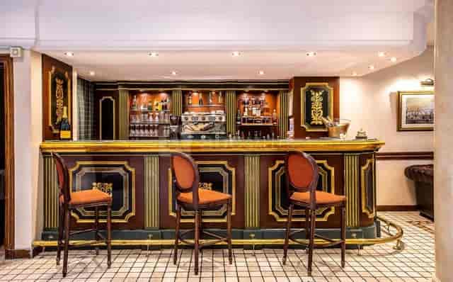 Mahogany bar at Villa Beaumarchais, perfect for VIP hospitality and networking events.