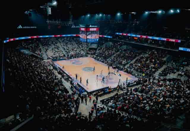 Adidas Arena interior with tiered seating and AV rig for live concerts and sporting events.