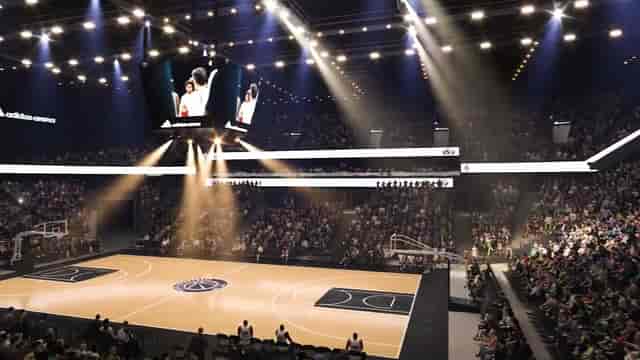 Loft Sport at Adidas Arena: Stadium-style keynote setup for large-scale corporate event production.