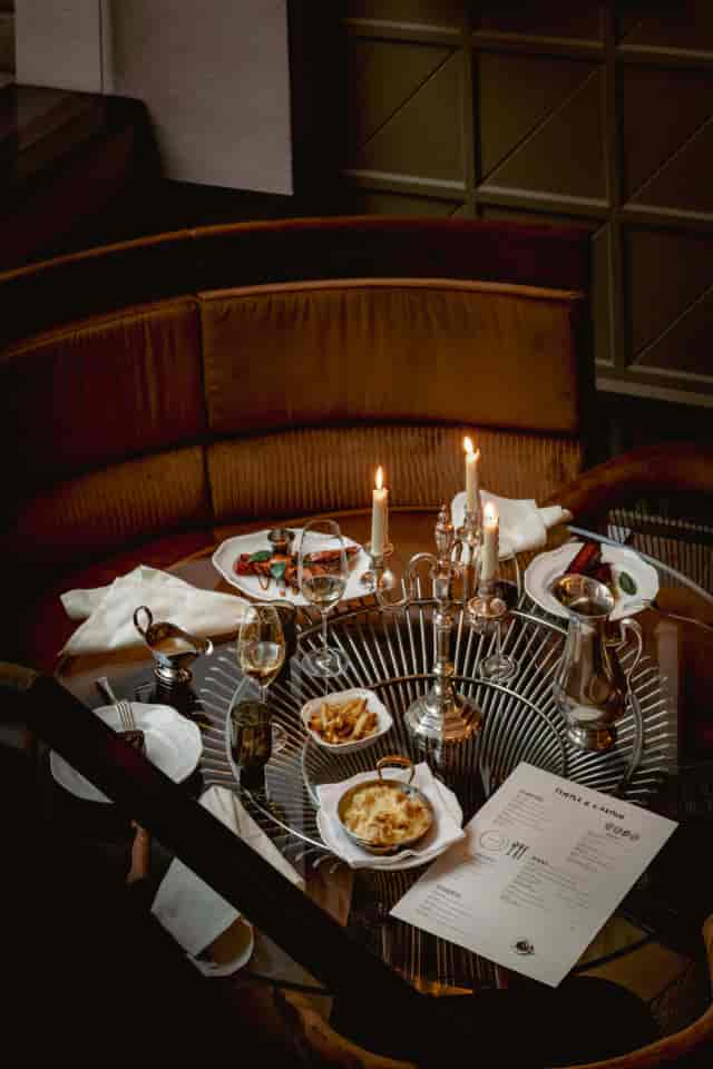 Private dining at Temple & Chapon: luxury banquette seating for upscale events.