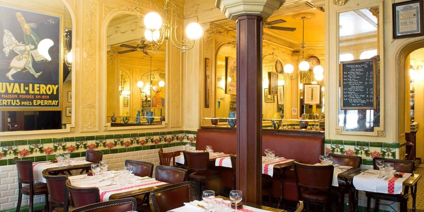 Historic Allard brasserie interior, ideal for intimate corporate dinners and private event hosting.