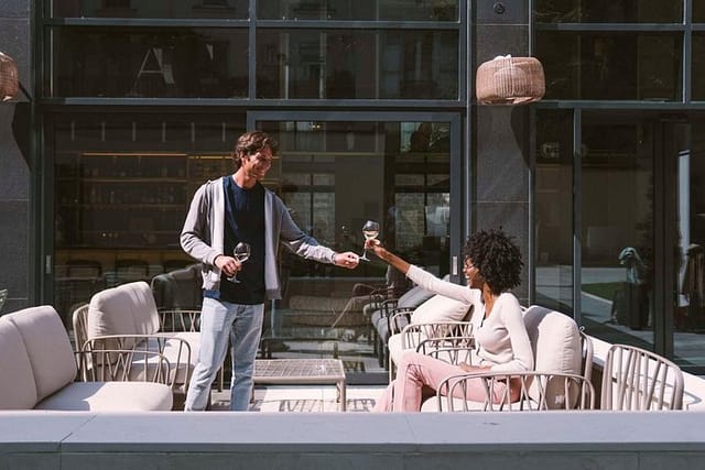 Outdoor lounge bar terrace at Hotel YAC Paris Clichy for corporate events and networking.