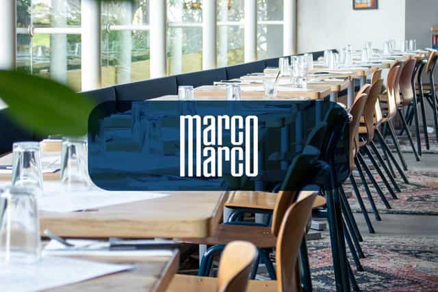 Marco Marco banquet setup at Oxygen La Défense: modern, naturally lit event venue.