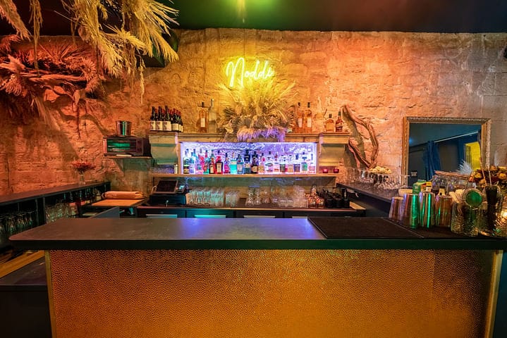 Back Bar in Noddi: moody, textured venue space for intimate evening receptions and brand pop-ups.