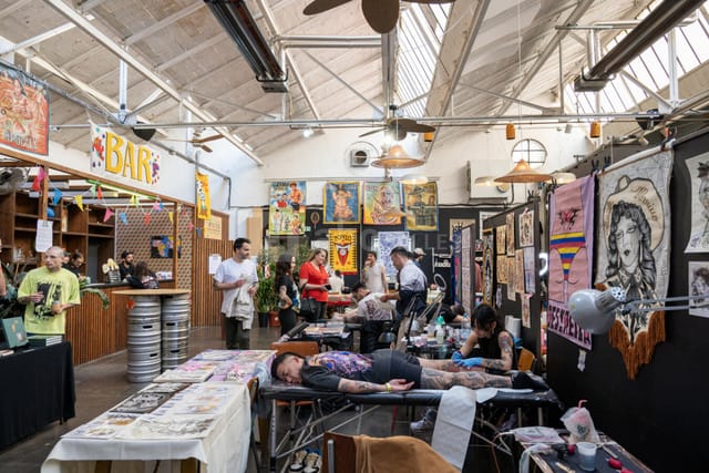 Industrial tattoo convention at In-Sted with open booth floor plan for event planning.