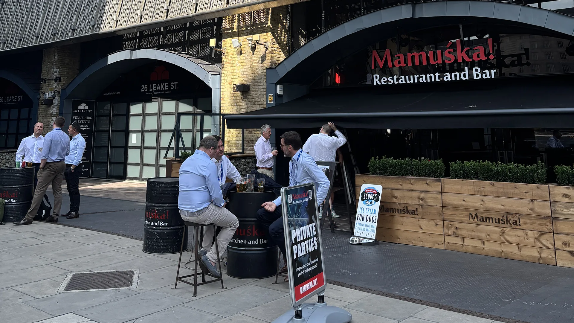 Outdoor seating at The Terrace, Mamuśka! - ideal for networking events and receptions.