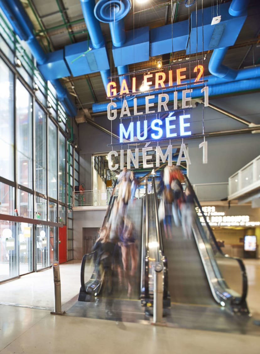 Cinema 1 Centre Pompidou venue escalator for event management and attendee logistics.