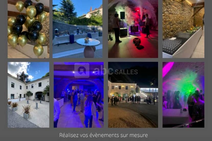 Vibrant event space at Le HUB de l'Île Barbe with elegant decor for parties and receptions.