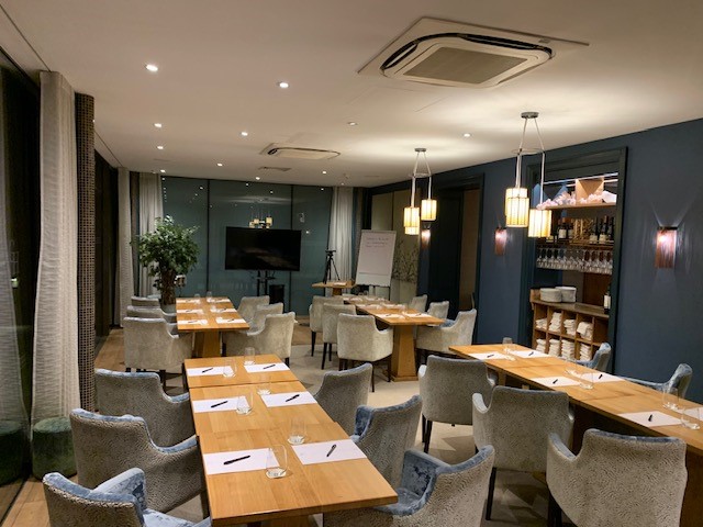 Terrace Restaurant at Gonville Hotel: inviting meeting space with ambient lighting for workshops.