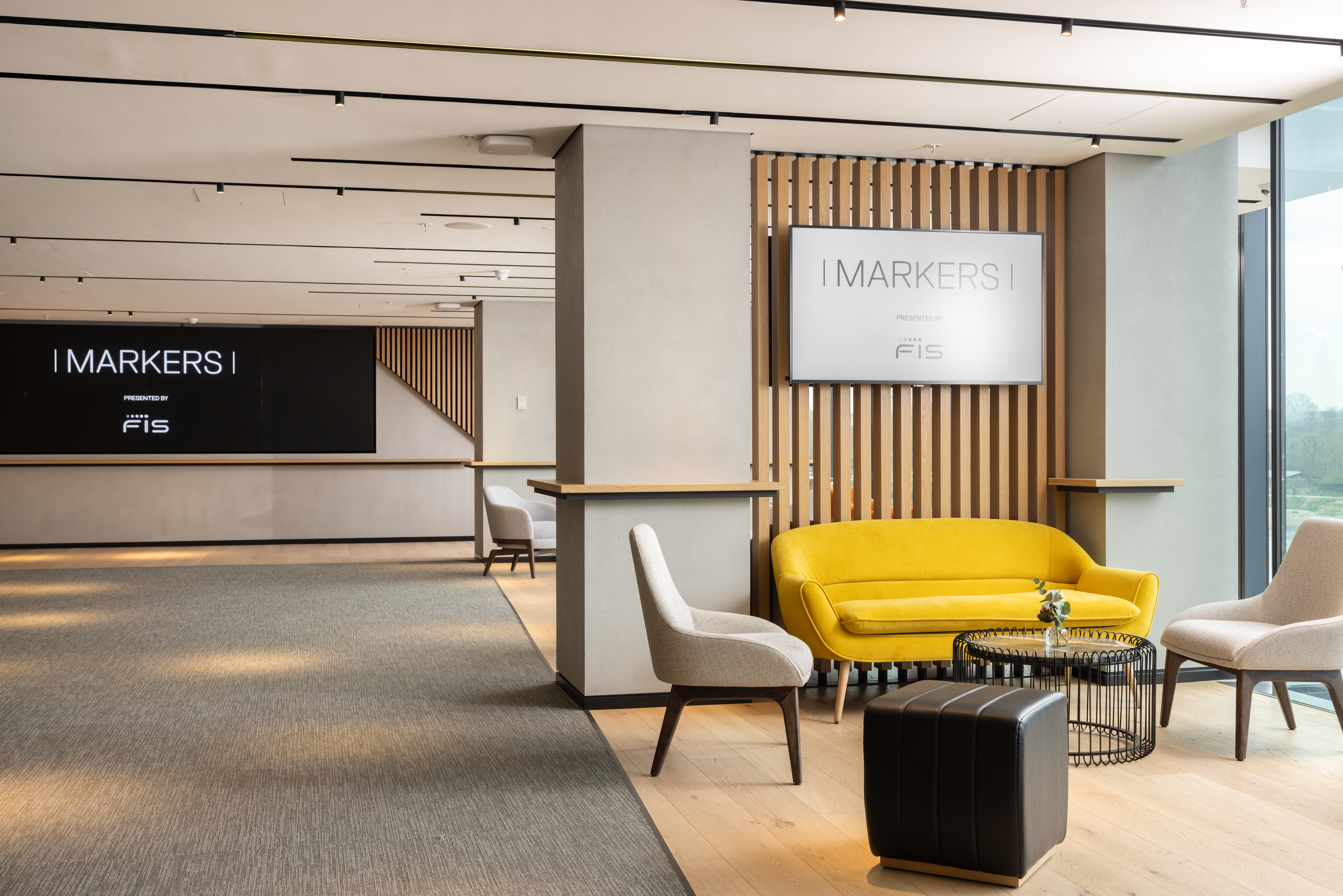Stylish event space at Fulham Pier, ideal for networking and meetings. - Banner