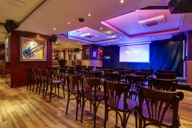 Meetings & Presentations at Hard Rock Cafe London with chairs for corporate events.